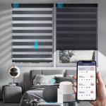 METALLIC 4 Blackout Smart Home Motorized Zebra Blinds, 5 Colors - Black _ Ivory